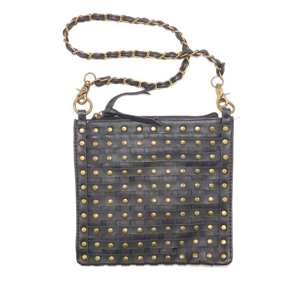 Unique Rockin Black and Rivet Weave Handbag - Picture 1 of 6